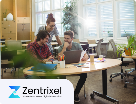 Zentrixel team collaborating on FinTech solutions